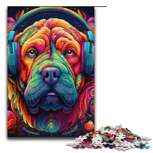 Puzzle 1000 Teile für Erwachsene Brillenhund Puzzle Lernspiele Lernspiel für Geburtstag, Weihnachten Größe 38x26cm von LLONGKT