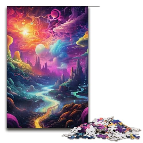 Puzzle 1000 Teile für Erwachsene Bunte Berglandschaft Puzzle für Erwachsene Kartonpuzzle Lernspiel Größe 38x26cm von LLONGKT