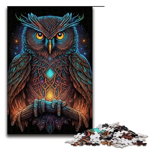 Puzzle 1000 Teile für Erwachsene Eulen-Puzzle, anspruchsvolles Puzzlespiel und Familienspiel, Größe 50 x 75 cm von LLONGKT