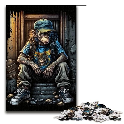 Puzzle 1000 Teile für Erwachsene Hip Hop Monkey Puzzle Anspruchsvolles Puzzlespiel und Familienspiel Größe 50x75cm von LLONGKT