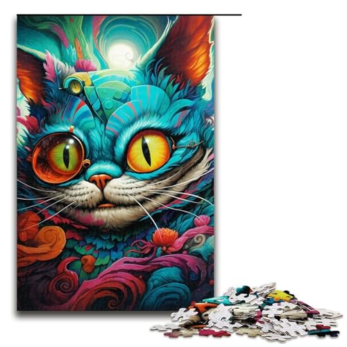 Puzzle 1000 Teile für Erwachsene Katze mit Brille Puzzle Lernspiele Lernspiel für Geburtstag, Weihnachten Größe 50x75cm von LLONGKT