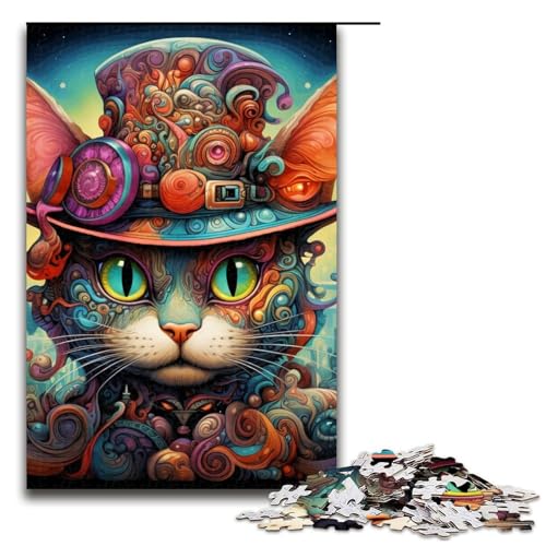 Puzzle 1000 Teile für Erwachsene Katzenpuzzle Lernspiele Lernspiel für Geburtstag, Weihnachten Größe 50x75cm von LLONGKT