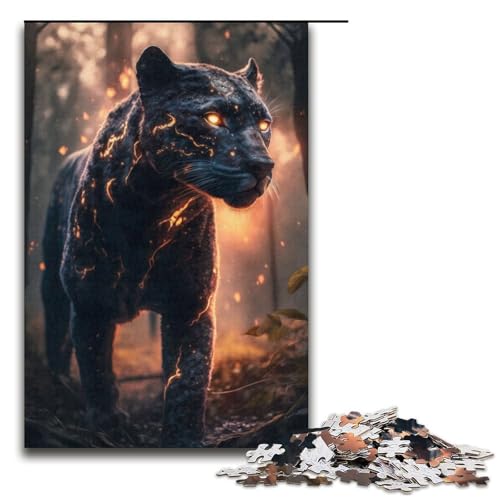 Puzzle 1000 Teile für Erwachsene Leuchtender Donnerpanther Puzzles für Erwachsene Papppuzzles Lernspiele Heimdekoration Größe 38x26cm von LLONGKT