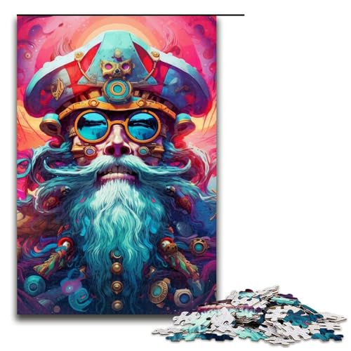 Puzzle 1000 Teile für Erwachsene Piratenkapitän Skelett Puzzle Lernspiele Lernspiel für Geburtstag, Weihnachten Größe 50x75cm von LLONGKT