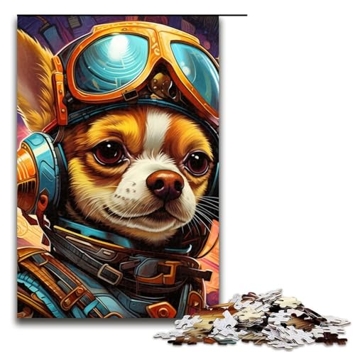 Puzzle 1000 Teile für Erwachsene Steampunk Chihuahua Puzzle Lernspiele Lernspiel für Geburtstag, Weihnachten Größe 50x75cm von LLONGKT