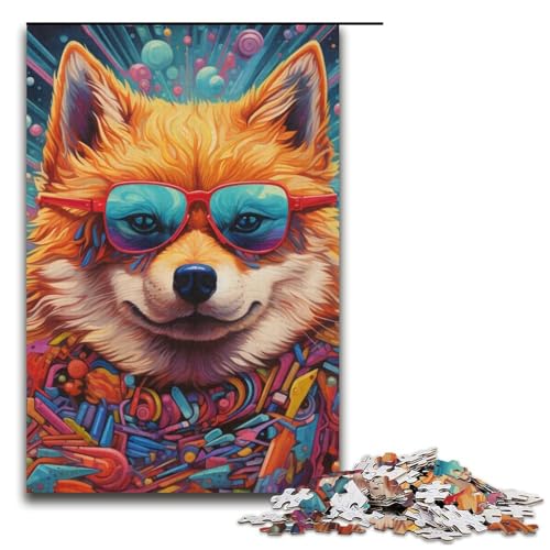 Puzzle 1000 Teile für Erwachsene Tier-Shiba-Inu-Puzzle Lernspiele Lernspiel für Geburtstag, Weihnachten Größe 38 x 26 cm von LLONGKT