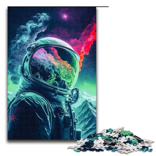 Puzzle Astronaut in den Bergen, Erwachsene, 1000 Teile, unmögliches Puzzle, Staycation, Zeit totzuschlagen, für Teenager ab 14 Jahren, Größe 50 x 75 cm von LLONGKT