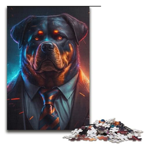 Puzzle Boss Rottweiler, 1000 Teile, für Erwachsene, Wanddekoration, einzigartige Geburtstags, Größe 38 x 26 cm Puzzle Boss Rottweiler, 1000 Teile, für Erwachsene, Wanddekoration, einzigartige Geburtstags, Größe 38 x 26 cm von LLONGKT