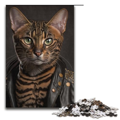 Puzzle Cool Cat 1000 Teile für Erwachsene Lernspiele Weihnachtsgeburtstagsgeschenke für Teenager ab 14 Jahren Größe 38 x 26 cm von LLONGKT