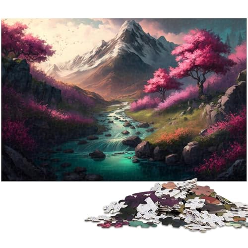 Puzzle Kirschblütenbaum-Hügel, 1000 Teile, für Erwachsene und Jugendliche ab 14 Jahren, Größe 50 x 75 cm von LLONGKT
