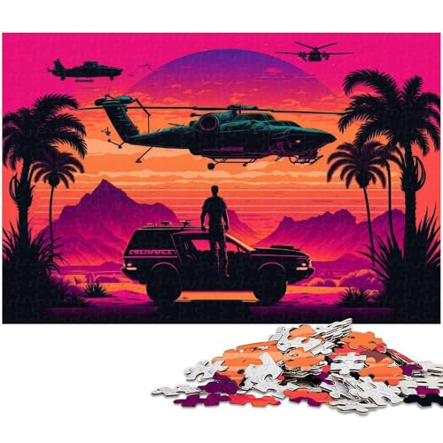 Puzzle Neon-Sportwagen-Landschaft, 1000 Teile, für Erwachsene und Jugendliche ab 14 Jahren, Größe 50 x 75 cm von LLONGKT