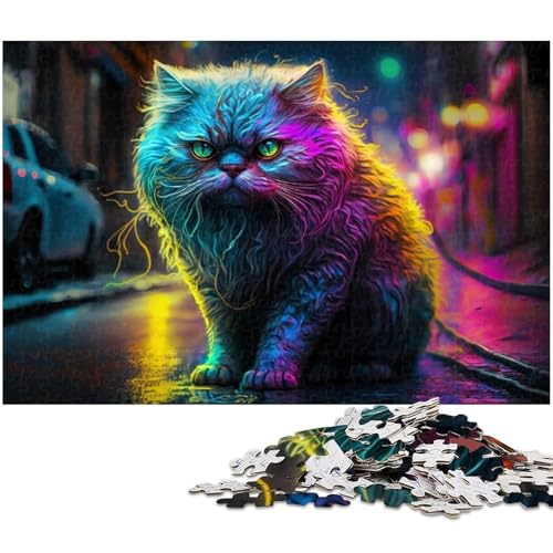 Puzzle Neonkatze 1000 Teile für Erwachsene Puzzle für Jugendliche ab 14 Jahren Größe 50x75cm von LLONGKT