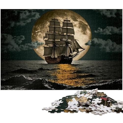 Puzzle Piratenschiff 1000 Teile für Erwachsene Puzzle für Jugendliche ab 14 Jahren Größe 38x26cm von LLONGKT