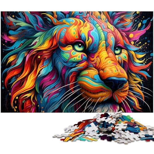 Puzzle Psychedelischer Löwe, 1000 Teile, für Erwachsene und Jugendliche ab 14 Jahren, Größe 50 x 75 cm von LLONGKT
