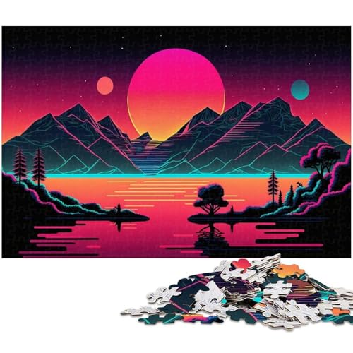Puzzle Retrowave Mountains 1000 Teile für Erwachsene Puzzle für Jugendliche ab 14 Jahren Größe 50x75cm von LLONGKT