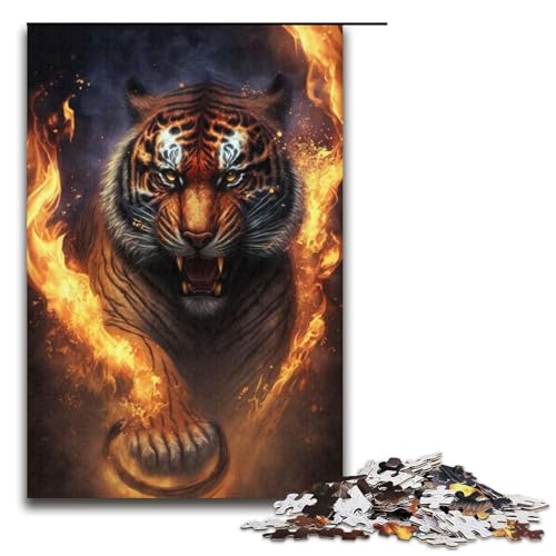 Puzzle Tiger Fire 1000 Teile für Erwachsene Lernspiele Weihnachtsgeburtstagsgeschenke für und Teenager ab 14 Jahren Größe 38x26cm von LLONGKT