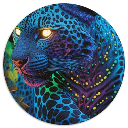 Puzzle für 1000 Teile, Der Bunte Leopard, rund, Puzzle für Teenager, Familien-Lernspiele, Heimdekoration, Geschenk (Größe 67,5 x 67,5 cm) von LLONGKT