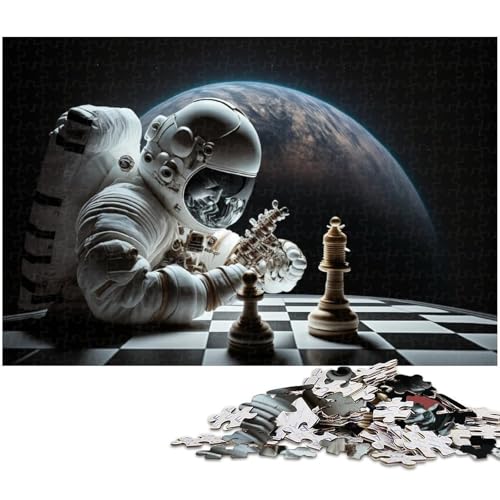 Puzzle für Erwachsene, 1000 Astronauten Spielen Schach, Puzzle, Lernspiel für Erwachsene, Größe 38 x 26 cm von LLONGKT