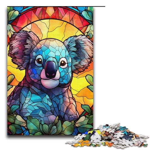 Puzzle für Erwachsene, 1000 Buntglas-Koala-Puzzles für Erwachsene, Papppuzzles, Spaß für zu Hause, Aktivitäten, Größe 38 x 26 cm von LLONGKT