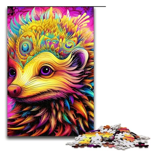 Puzzle für Erwachsene, 1000 Farben, Igel-Puzzle für Erwachsene, Holzpuzzle, schwierig und herausfordernd, Größe 50 x 75 cm von LLONGKT