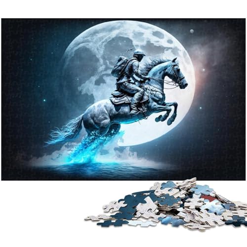 Puzzle für Erwachsene, 1000 Puzzles, Astronaut auf Pferd, Lernspiel für Erwachsene, Größe 38 x 26 cm von LLONGKT