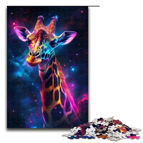 Puzzle für Erwachsene, 1000 Puzzles mit der Galaxie-Giraffe, für Erwachsene und Teenager, Holzpuzzle, Heimdekorationsspielzeug (Größe 50 x 75 cm) von LLONGKT
