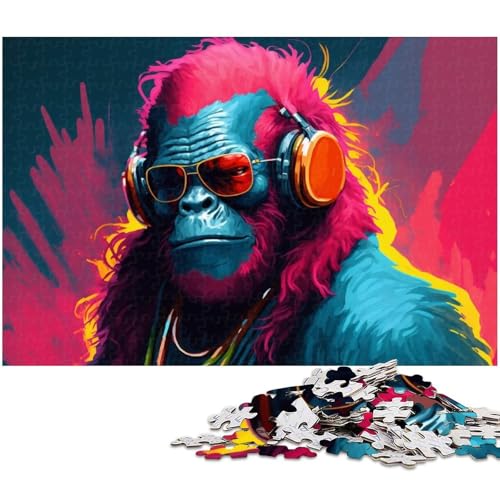 Puzzle für Erwachsene, 1000 Stück, Musik-Affen-Puzzle für Erwachsene, Denksportaufgabe, Größe 50 x 75 cm von LLONGKT