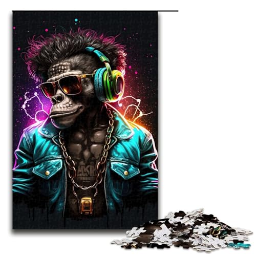 Puzzle für Erwachsene, 1000 Teile, AFFE, Kopfhörer, DJ-Musik, Präzisionsschnitt, Geburtstagsgeschenk, Geschenke, Wandkunst, Größe 50 x 75 cm Puzzle für Erwachsene, 1000 Teile, AFFE, Kopfhörer, DJ-Musik, Präzisionsschnitt, Geburtstagsgeschenk, Geschenke, Wandkunst, Größe 50 x 75 cm von LLONGKT