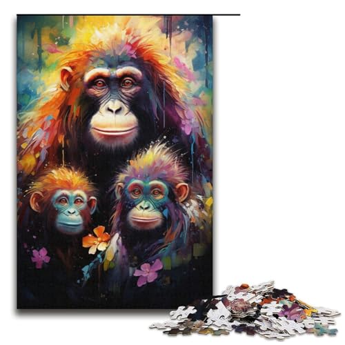 Puzzle für Erwachsene, 1000 Teile, Affenfamilie, Puzzle, Spielzeug, Lernspiele, Stressabbau, EIN Kunstwerk, Größe 38 x 26 cm Puzzle für Erwachsene, 1000 Teile, Affenfamilie, Puzzle, Spielzeug, Lernspiele, Stressabbau, EIN Kunstwerk, Größe 38 x 26 cm von LLONGKT