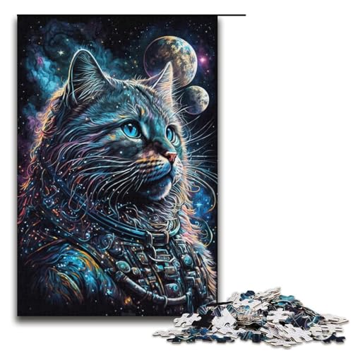 Puzzle für Erwachsene, 1000 Teile, Astronauten-Eule, Papppuzzle, Familiendekoration, Größe 38 x 26 cm von LLONGKT