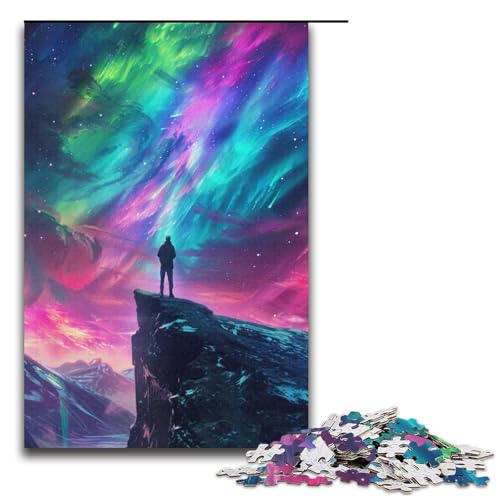Puzzle für Erwachsene, 1000 Teile, Aurora Borealis auf Einer Klippe, Puzzle-Geschenk zum Geburtstag für Teenager ab 14 Jahren, Größe 38 x 26 cm Puzzle für Erwachsene, 1000 Teile, Aurora Borealis auf Einer Klippe, Puzzle-Geschenk zum Geburtstag für Teenager ab 14 Jahren, Größe 38 x 26 cm von LLONGKT