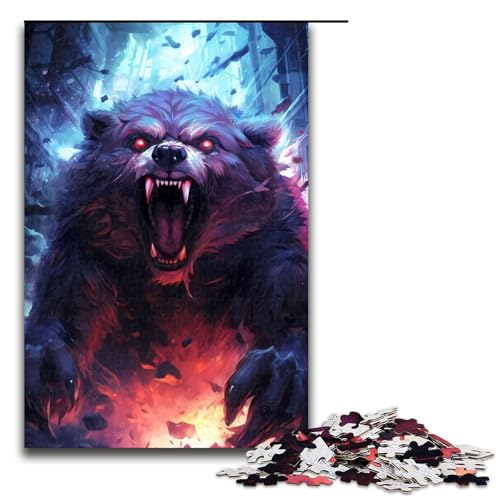Puzzle für Erwachsene, 1000 Teile, Bärenangriff-Puzzle – anspruchsvolles Spiel, tolles Geschenk für Spiele, geeignet für und Jugendliche ab 14 Jahren, Größe 50 x 75 cm von LLONGKT