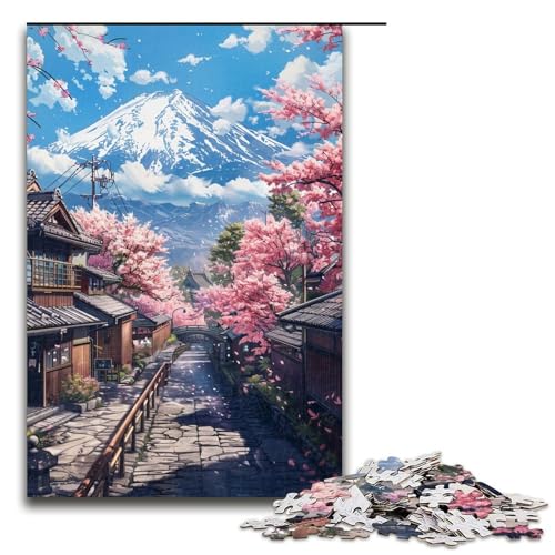 Puzzle für Erwachsene, 1000 Teile, Berg Fuji und Kirschblüte, anspruchsvolles Spielspielzeug, einzigartiges Geburtstagspuzzle (Größe 50 x 75 cm) von LLONGKT
