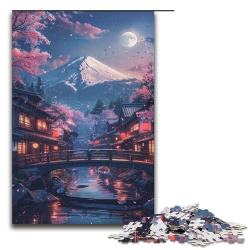 Puzzle für Erwachsene, 1000 Teile, Berg Fuji und Kirschblüte, lustiges Puzzle für die ganze Familie, Stressabbau, Zeitvertreib zu Hause (Größe 38 x 26 cm) von LLONGKT