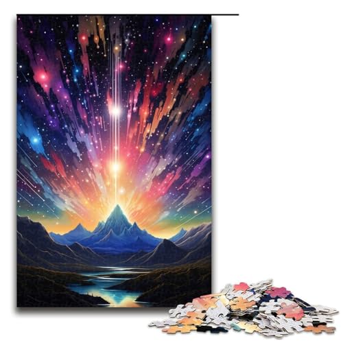 Puzzle für Erwachsene, 1000 Teile, Berg mit bunten Sternen, Puzzles für Holzpuzzles, Lernspiel, Herausforderungsspielzeug, Größe 50 x 75 cm von LLONGKT