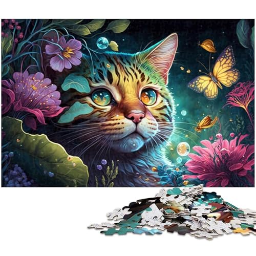 Puzzle für Erwachsene, 1000 Teile, Blumen- und Katzen-Puzzle mit vollständig ineinander greifenden, zufällig geformten Teilen, Größe 50 x 75 cm Puzzle für Erwachsene, 1000 Teile, Blumen- und Katzen-Puzzle mit vollständig ineinander greifenden, zufällig geformten Teilen, Größe 50 x 75 cm von LLONGKT