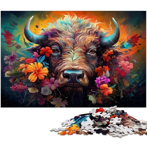 Puzzle für Erwachsene, 1000 Teile, Büffel-Puzzle für Erwachsene, Papppuzzle, lustiges Geschenk, Größe 38 x 26 cm von LLONGKT