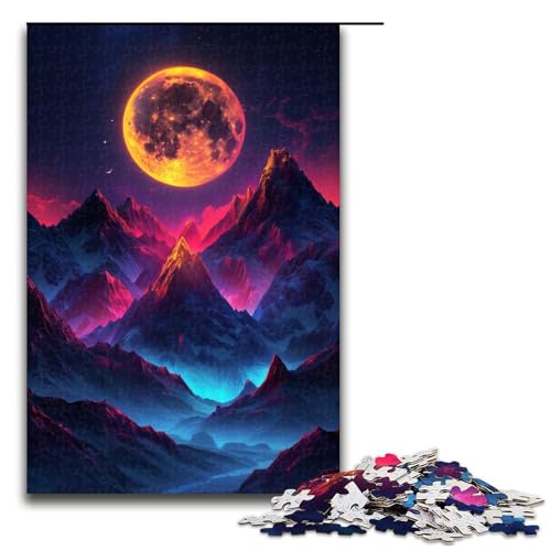 Puzzle für Erwachsene, 1000 Teile, Bunte Berge bei Nacht, anspruchsvolles Spiel, Spielzeug, einzigartiger Geburtstag (Größe 50 x 75 cm) von LLONGKT