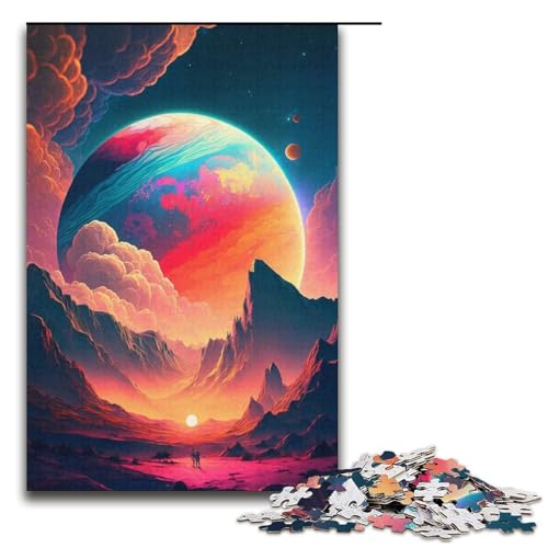 Puzzle für Erwachsene, 1000 Teile, Bunte Planeten-Berge, Puzzle für Erwachsene, Papppuzzle, Heimdekoration, Größe 38 x 26 cm von LLONGKT