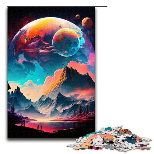 Puzzle für Erwachsene, 1000 Teile, Bunte Planeten und Berge, für Teenager, Holzpuzzle, Heimkunstdekor, Größe 50 x 75 cm Puzzle für Erwachsene, 1000 Teile, Bunte Planeten und Berge, für Teenager, Holzpuzzle, Heimkunstdekor, Größe 50 x 75 cm von LLONGKT