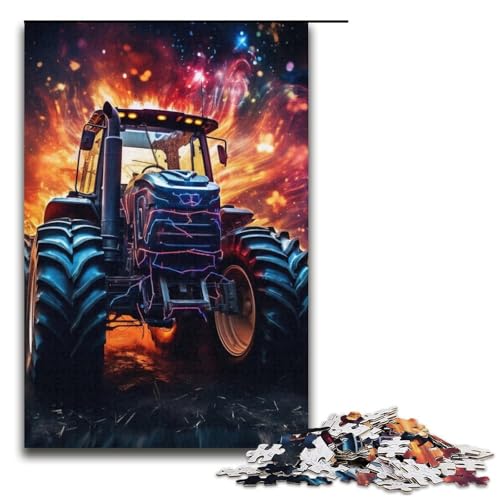 Puzzle für Erwachsene, 1000 Teile, Bunte Traktoren, Puzzle – anspruchsvolles Spiel, tolles Geschenk für Spiele, geeignet für Kinder und Jugendliche ab 14 Jahren, Größe 38 x 26 cm von LLONGKT