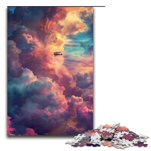 Puzzle für Erwachsene, 1000 Teile, Bunte Wolken, Puzzle mit passendem Poster und Quizblatt, geeignet für Kinder und Jugendliche ab 14 Jahren (Größe 50 x 75 cm) von LLONGKT
