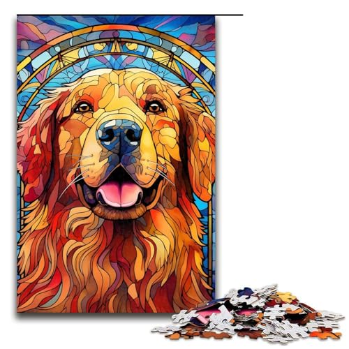 Puzzle für Erwachsene, 1000 Teile, Buntglas, Golden Retriever, Wanddekoration, einzigartige Geburtstags, Größe 50 x 75 cm Puzzle für Erwachsene, 1000 Teile, Buntglas, Golden Retriever, Wanddekoration, einzigartige Geburtstags, Größe 50 x 75 cm von LLONGKT