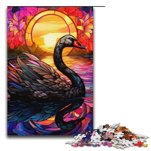 Puzzle für Erwachsene, 1000 Teile, Buntglas, Schwarzer Schwan, Spielzeug, Denkspiel, einzigartiges Herausforderungsspiel, Größe 38 x 26 cm Puzzle für Erwachsene, 1000 Teile, Buntglas, Schwarzer Schwan, Spielzeug, Denkspiel, einzigartiges Herausforderungsspiel, Größe 38 x 26 cm von LLONGKT