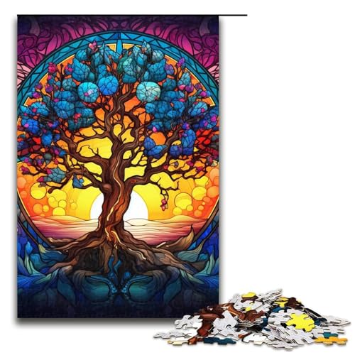 Puzzle für Erwachsene, 1000 Teile, Buntglas-Baum-Puzzle für Erwachsene, Holzpuzzle, schwierig und herausfordernd, Größe 50 x 75 cm Puzzle für Erwachsene, 1000 Teile, Buntglas-Baum-Puzzle für Erwachsene, Holzpuzzle, schwierig und herausfordernd, Größe 50 x 75 cm von LLONGKT