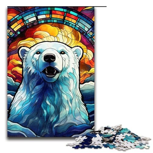 Puzzle für Erwachsene, 1000 Teile, Buntglas-Eisbär, Lernspielzeug, ganze Familie, Größe 50 x 75 cm Puzzle für Erwachsene, 1000 Teile, Buntglas-Eisbär, Lernspielzeug, ganze Familie, Größe 50 x 75 cm von LLONGKT