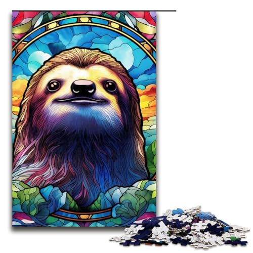Puzzle für Erwachsene, 1000 Teile, Buntglas-Faultier, Wanddekoration, einzigartige Geburtstags, Größe 50 x 75 cm Puzzle für Erwachsene, 1000 Teile, Buntglas-Faultier, Wanddekoration, einzigartige Geburtstags, Größe 50 x 75 cm von LLONGKT