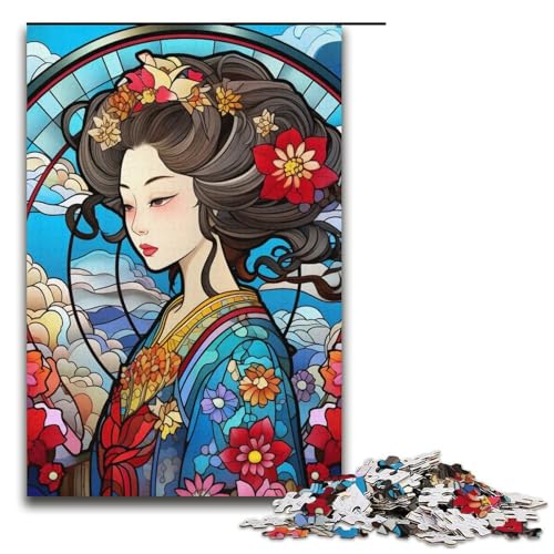 Puzzle für Erwachsene, 1000 Teile, Buntglas-Geisha-Spielzeug, Denkspiel, einzigartiges Herausforderungsspiel, Größe 38 x 26 cm Puzzle für Erwachsene, 1000 Teile, Buntglas-Geisha-Spielzeug, Denkspiel, einzigartiges Herausforderungsspiel, Größe 38 x 26 cm von LLONGKT