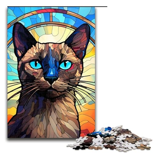 Puzzle für Erwachsene, 1000 Teile, Buntglas-Katzen-Puzzle für Lernspiele, Herausforderungsspielzeug, gutes Geschenk, geeignet für Jugendliche ab 14 Jahren, Größe 50 x 75 cm Puzzle für Erwachsene, 1000 Teile, Buntglas-Katzen-Puzzle für Lernspiele, Herausforderungsspielzeug, gutes Geschenk, geeignet für Jugendliche ab 14 Jahren, Größe 50 x 75 cm von LLONGKT
