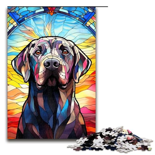 Puzzle für Erwachsene, 1000 Teile, Buntglas-Labrador-Spielzeug, Denkspiel, einzigartiges Herausforderungsspiel, Größe 50 x 75 cm Puzzle für Erwachsene, 1000 Teile, Buntglas-Labrador-Spielzeug, Denkspiel, einzigartiges Herausforderungsspiel, Größe 50 x 75 cm von LLONGKT